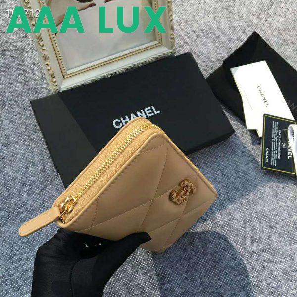 Replica Chanel Women Chanel 19 Long Zipped Wallet Lambskin Leather-Beige Lambskin 8