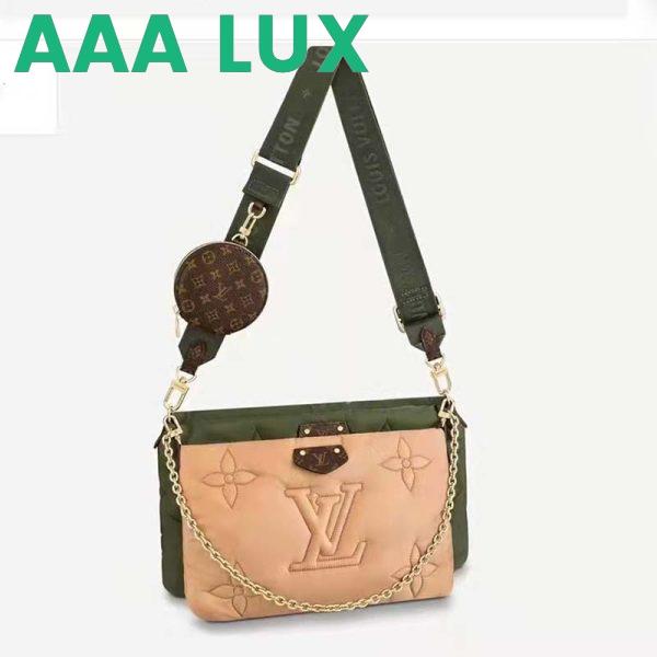 Replica Louis Vuitton LV Unisex Maxi Multi Pochette Accessoires Handbag Green Beige