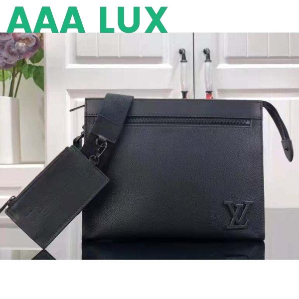 Replica Louis Vuitton LV Unisex Messenger Voyage Black Aerogram Cowhide Leather Textile Lining 3