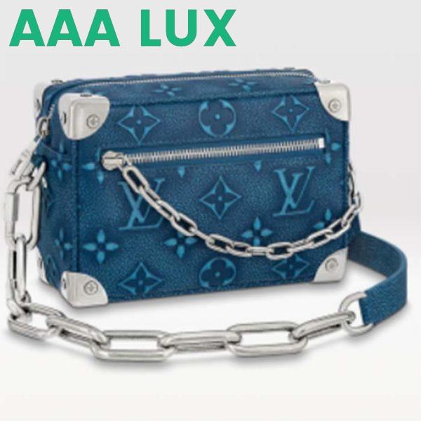 Replica Louis Vuitton LV Unisex Mini Soft Trunk Denim Blue Cowhide Leather