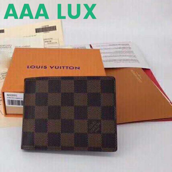 Replica Louis Vuitton LV Unisex Multiple Wallet Damier Ebène Canvas-Brown 3