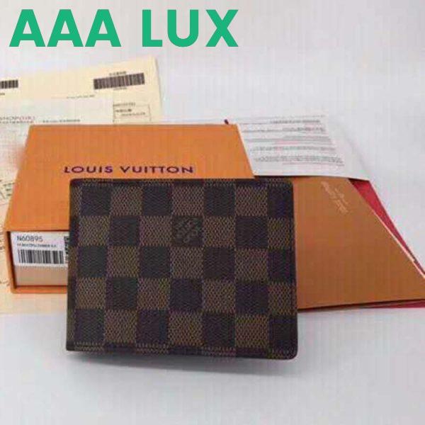 Replica Louis Vuitton LV Unisex Multiple Wallet Damier Ebène Canvas-Brown 4