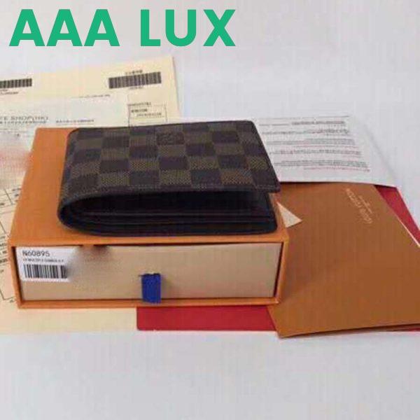 Replica Louis Vuitton LV Unisex Multiple Wallet Damier Ebène Canvas-Brown 6