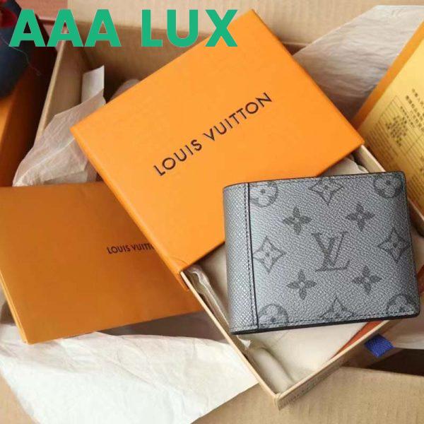 Replica Louis Vuitton LV Unisex Multiple Wallet Gunmetal Gray Monogram Coated Canvas Taiga Cowhide 3