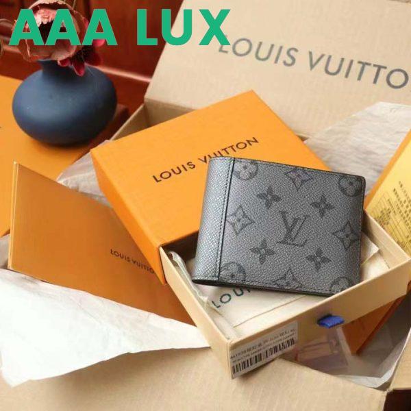 Replica Louis Vuitton LV Unisex Multiple Wallet Gunmetal Gray Monogram Coated Canvas Taiga Cowhide 4