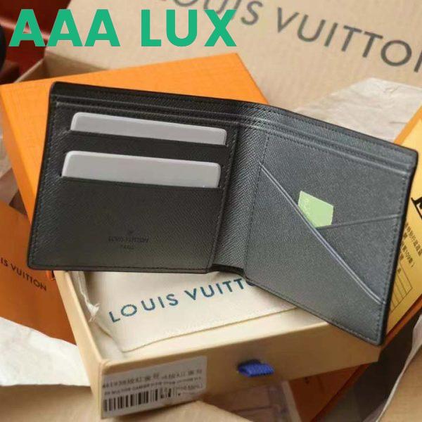 Replica Louis Vuitton LV Unisex Multiple Wallet Gunmetal Gray Monogram Coated Canvas Taiga Cowhide 8