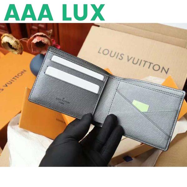 Replica Louis Vuitton LV Unisex Multiple Wallet Gunmetal Gray Monogram Coated Canvas Taiga Cowhide 10