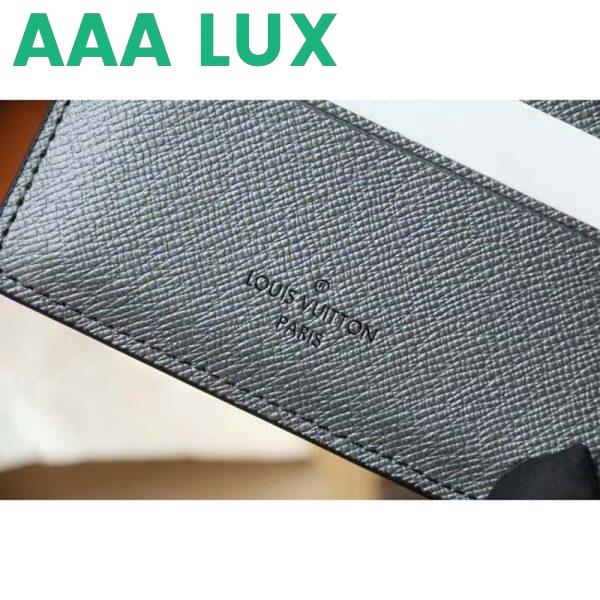 Replica Louis Vuitton LV Unisex Multiple Wallet Gunmetal Gray Monogram Coated Canvas Taiga Cowhide 11