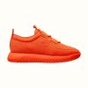 Replica Hermes Women Team Sneaker Double-Sided Technical Mesh Elasticated Laces-Orange