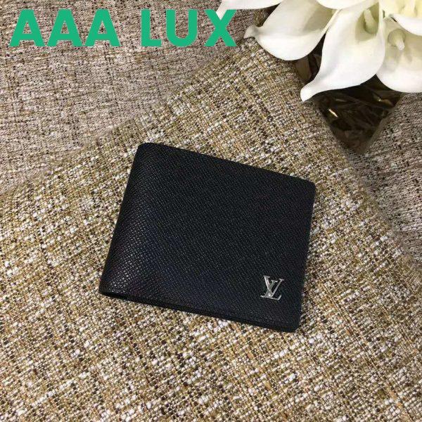 Replica Louis Vuitton LV Unisex Multiple Wallet Taiga Cowhide Leather-Black 3
