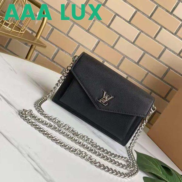 Replica Louis Vuitton LV Unisex Mylockme Chain Pochette Black Soft Grained Calfskin 3