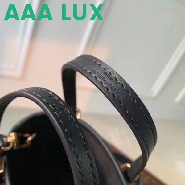Replica Louis Vuitton LV Unisex Nano Bucket Black Lotus Cotton Cowhide Leather 9