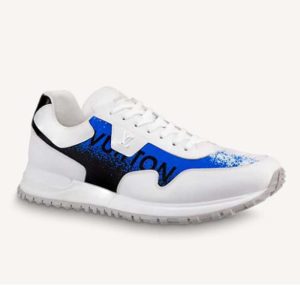 Replica Louis Vuitton LV Men Run Away Sneaker Calf Leather and Textile-Blue 2