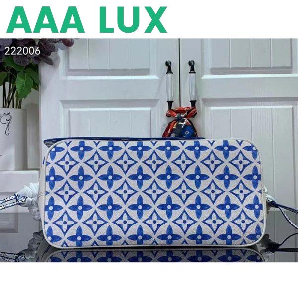 Replica Louis Vuitton LV Unisex Neverfull MM Blue Monogram Coated Canvas Textile Lining 6