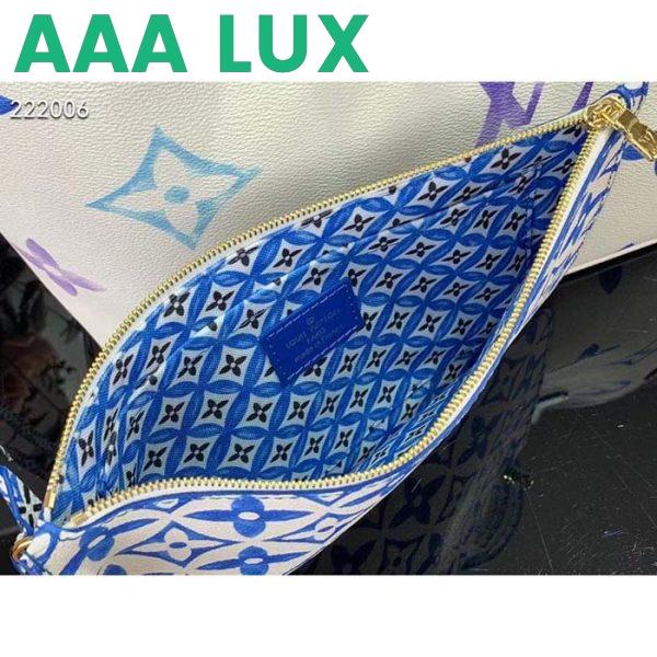 Replica Louis Vuitton LV Unisex Neverfull MM Blue Monogram Coated Canvas Textile Lining 8