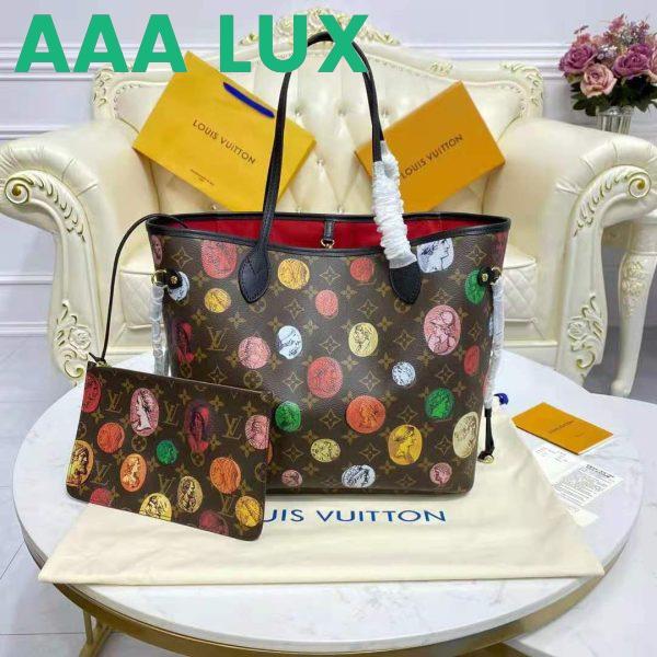 Replica Louis Vuitton LV Unisex Neverfull MM Tote Monogram Cameo Printed Canvas Cowhide Leather 4