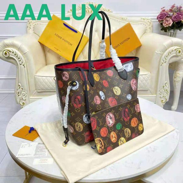 Replica Louis Vuitton LV Unisex Neverfull MM Tote Monogram Cameo Printed Canvas Cowhide Leather 6