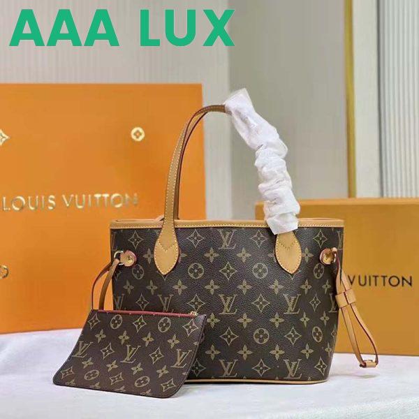 Replica Louis Vuitton LV Unisex Neverfull PM Tote Brown Monogram Coated Canvas Cowhide 3