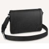 Replica Louis Vuitton LV Unisex New Flap Messenger Black Taiga Cowhide Leather
