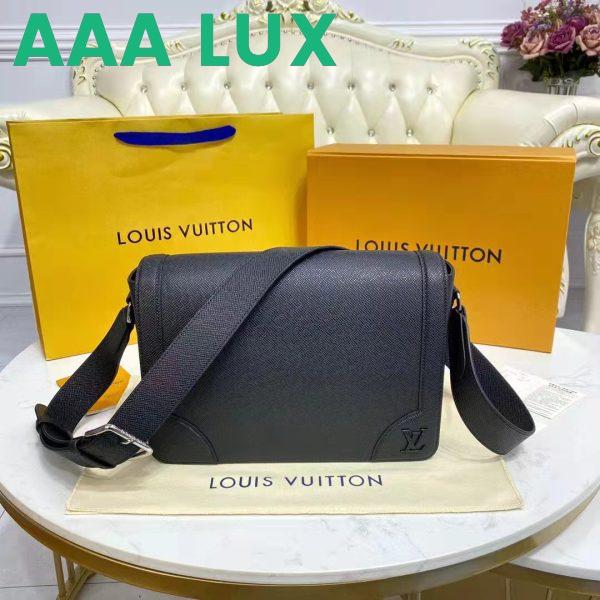 Replica Louis Vuitton LV Unisex New Flap Messenger Black Taiga Cowhide Leather 4