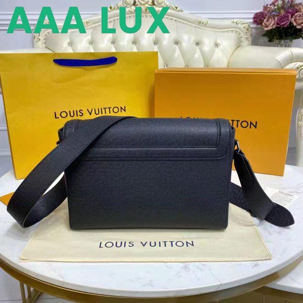 Replica Louis Vuitton LV Unisex New Flap Messenger Black Taiga Cowhide Leather 6
