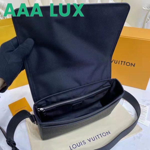Replica Louis Vuitton LV Unisex New Flap Messenger Black Taiga Cowhide Leather 7