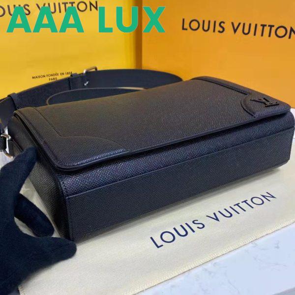 Replica Louis Vuitton LV Unisex New Flap Messenger Black Taiga Cowhide Leather 8