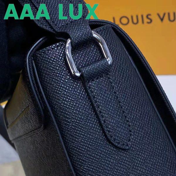 Replica Louis Vuitton LV Unisex New Flap Messenger Black Taiga Cowhide Leather 9