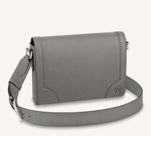 Replica Louis Vuitton LV Unisex New Flap Messenger Grey Taiga Cowhide Leather 2