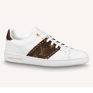 Replica Louis Vuitton LV Unisex Frontrow Sneaker White Calf leather Patent Monogram Canvas