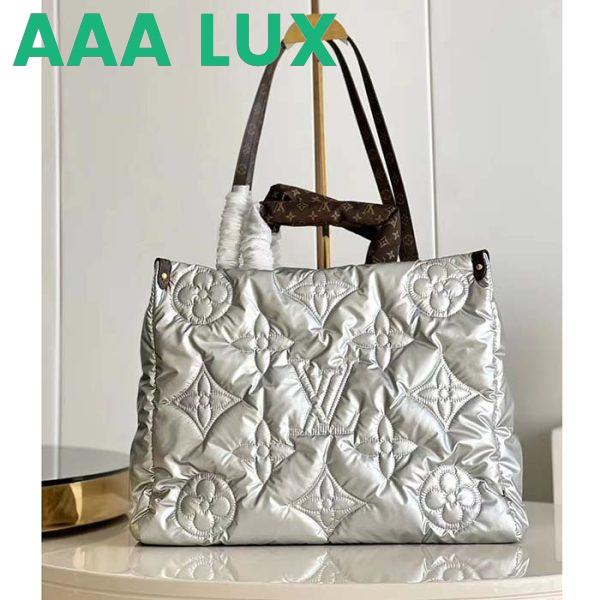 Replica Louis Vuitton LV Unisex OnTheGo GM Tote Silver Recycled Metallic Nylon Econyl 3