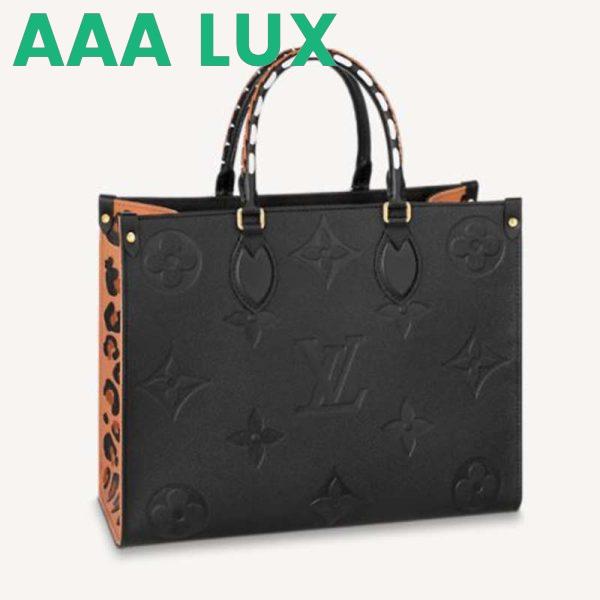 Replica Louis Vuitton LV Unisex Onthego MM Tote Black Embossed Supple Grained Cowhide Leather