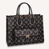 Replica Louis Vuitton LV Unisex Onthego MM Tote Black Embossed Supple Grained Cowhide Leather 12