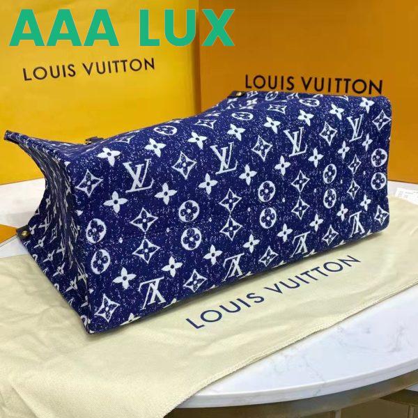 Replica Louis Vuitton LV Unisex Onthego MM Tote Navy Blue Denim Jacquard Textile Calf 6