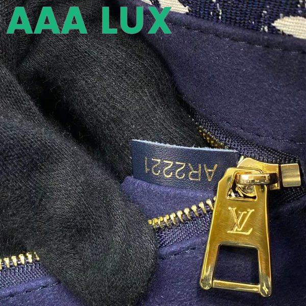 Replica Louis Vuitton LV Unisex Onthego MM Tote Navy Blue Denim Jacquard Textile Calf 13