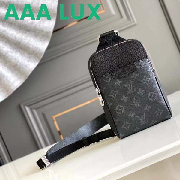 Replica Louis Vuitton LV Unisex Outdoor Sling Bag Black Coated Canvas Cowhide Leather 4