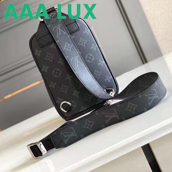 Replica Louis Vuitton LV Unisex Outdoor Sling Bag Black Coated Canvas Cowhide Leather 5