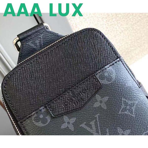 Replica Louis Vuitton LV Unisex Outdoor Sling Bag Black Coated Canvas Cowhide Leather 10