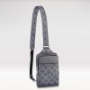 Replica Louis Vuitton LV Unisex Outdoor Sling Bag Black Coated Canvas Cowhide Leather 14
