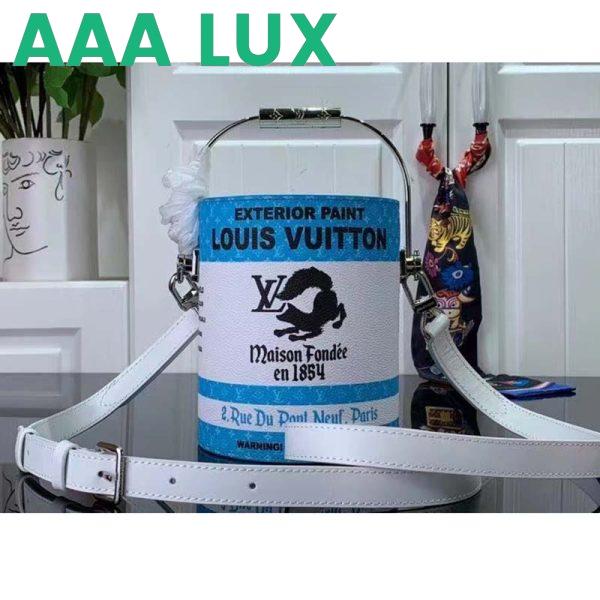 Replica Louis Vuitton LV Unisex Paint Can Lagoon Coated Canvas Cowhide Leather 3