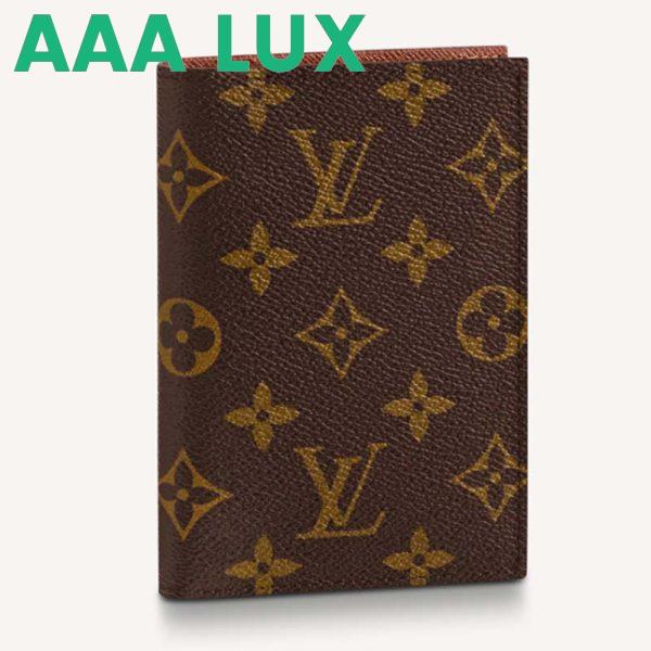 Replica Louis Vuitton LV Unisex Passport Cover Brown Monogram Coated Canvas Cowhide Leather
