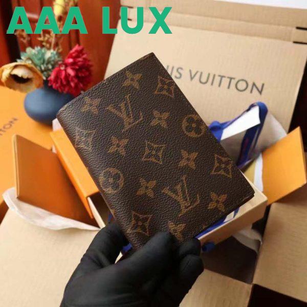 Replica Louis Vuitton LV Unisex Passport Cover Brown Monogram Coated Canvas Cowhide Leather 3