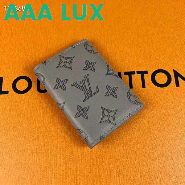 Replica Louis Vuitton LV Unisex Pocket Organizer Anthracite Gray Monogram Shadow Calf Leather 3