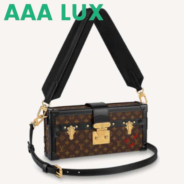 Replica Louis Vuitton LV Unisex Petite Malle Handbag Monogram Coated Canvas Cowhide Leather