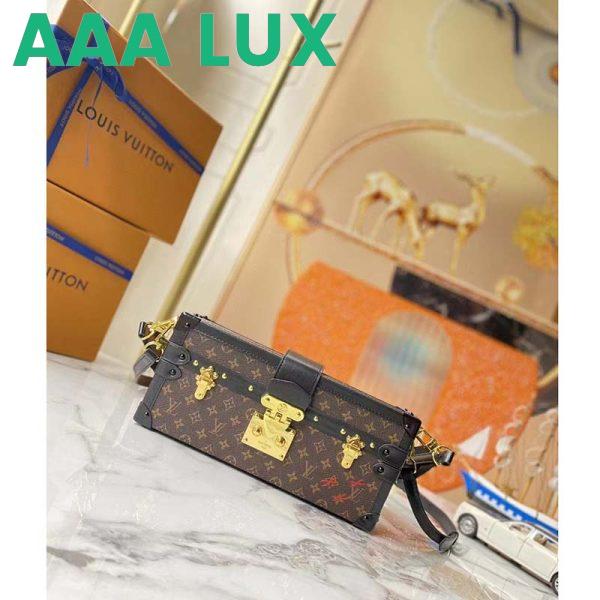 Replica Louis Vuitton LV Unisex Petite Malle Handbag Monogram Coated Canvas Cowhide Leather 3