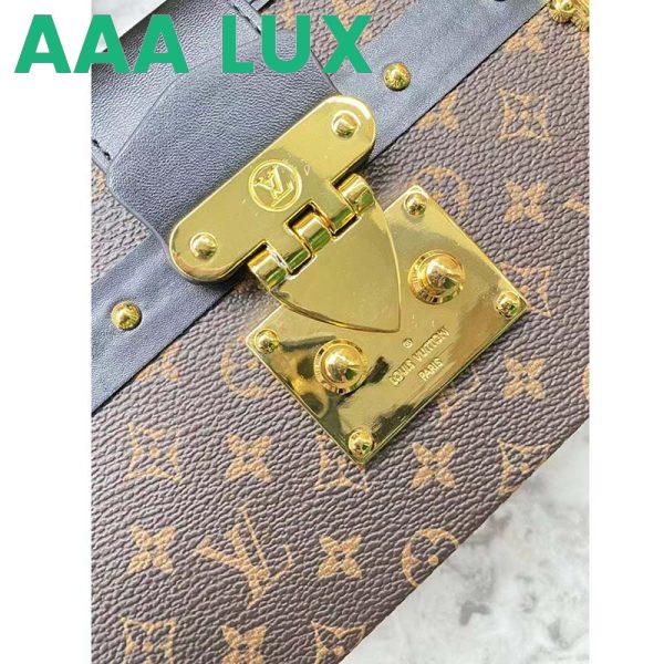 Replica Louis Vuitton LV Unisex Petite Malle Handbag Monogram Coated Canvas Cowhide Leather 9