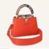 Replica Louis Vuitton LV Women Capucines Mini Handbag Orange Taurillon Leather Python Skin