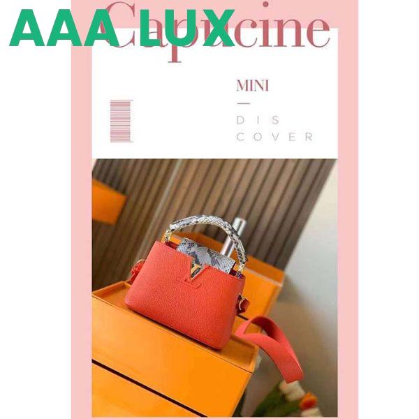 Replica Louis Vuitton LV Women Capucines Mini Handbag Orange Taurillon Leather Python Skin 6