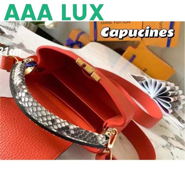 Replica Louis Vuitton LV Women Capucines Mini Handbag Orange Taurillon Leather Python Skin 8