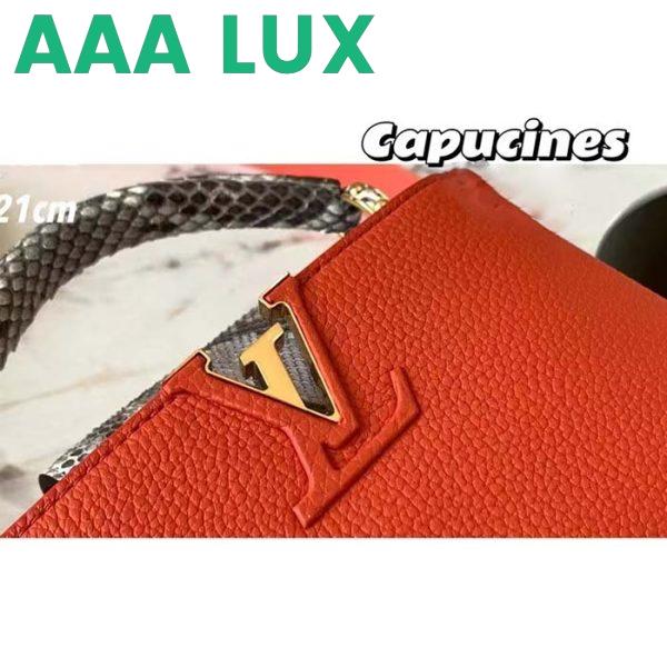 Replica Louis Vuitton LV Women Capucines Mini Handbag Orange Taurillon Leather Python Skin 9